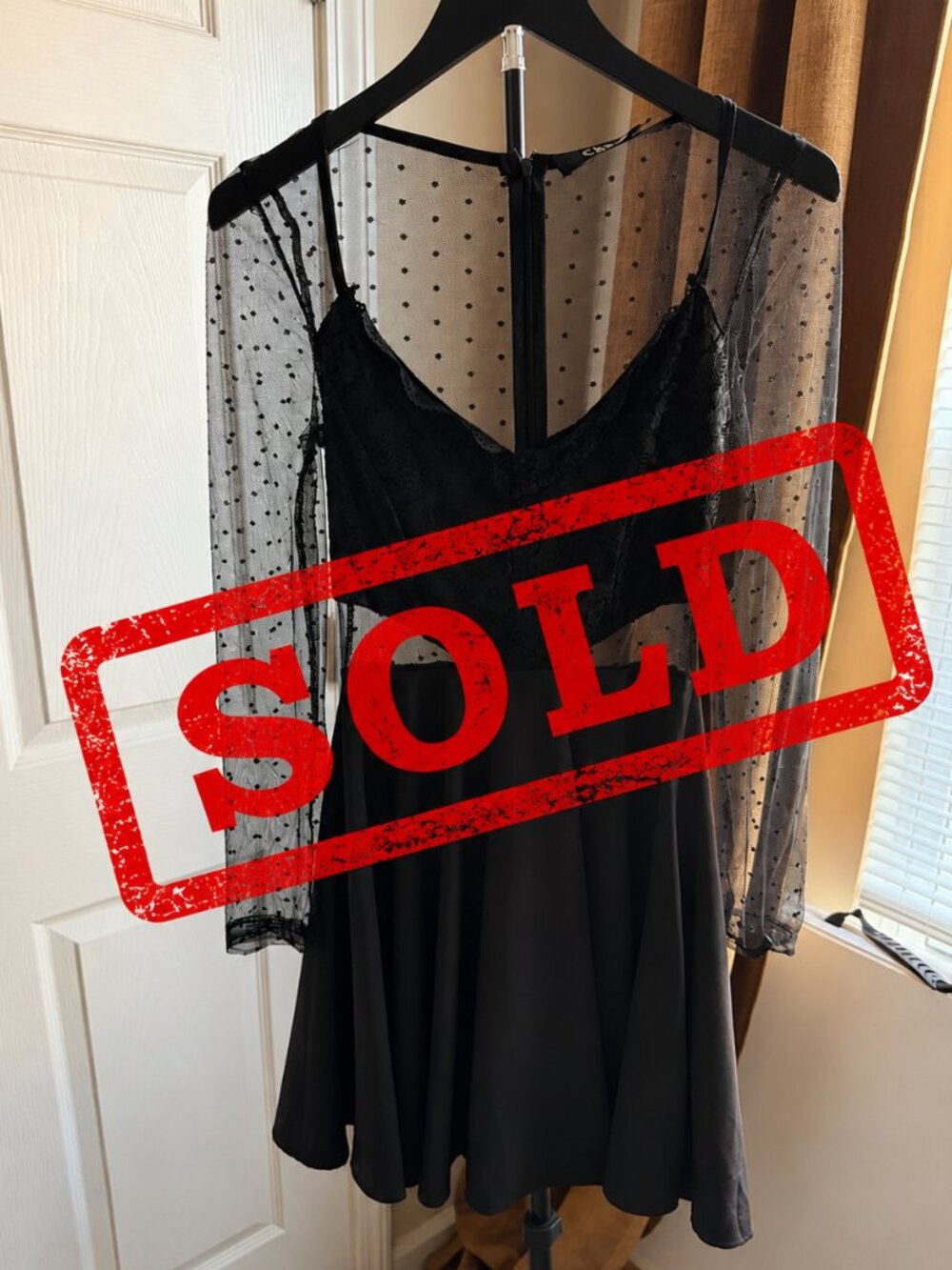 3 for $9 CBR Lace Sheer Swiss Dot LBD Little Black Dress EUC S